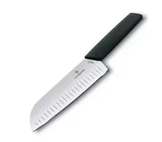 peiliai swiss - Victorinox Swiss Modern santoku peilis 17 cm, juodas (Black) - 2 nuotrauka