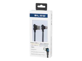 kabelis kampu - USB 2.0 A - USB-C jungtis, 1,5 m, kampinė, juoda LED pynė - 2 nuotrauka