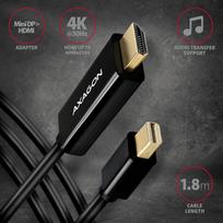 kabelia dp - AXAGON RVDM-HI14C2 Mini DisplayPort į HDMI kabelis 1.8m Juodas (Black) - 6 nuotrauka