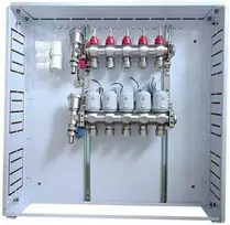 kolektoriaus pavaros - Hismart Grindinio šildymo kolektorius 5 kontūrų su terminėmis pavaromis NC AC230V ir debitomačiais - 1 nuotrauka