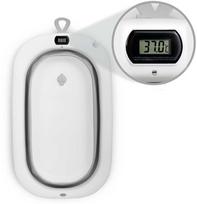 ideklai - RICOKIDS sulankstoma vonelė su termometru ir įdėklu, balta-pilka (White-Grey), RK-287 - 13 nuotrauka