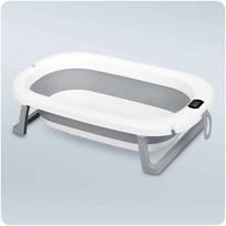 ideklai - RICOKIDS sulankstoma vonelė su termometru ir įdėklu, balta-pilka (White-Grey), RK-287 - 14 nuotrauka