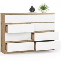 99 sp - Komoda Akord K140, ąžuolo/balta, 40 cm x 138 cm x 99 cm - 4 nuotrauka