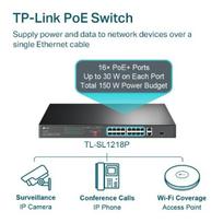 poe sakotuvas - TP-Link TL-SL1218P 16-Port 10/100 Mbps Rackmount PoE+ Switch - 5 nuotrauka