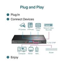 poe sakotuvas - TP-Link TL-SL1218P 16-Port 10/100 Mbps Rackmount PoE+ Switch - 7 nuotrauka