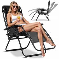 kedai - Lauko gultas ChillWell, juoda sp., 110 cm x 60 cm x 82 - 102 cm - 3 nuotrauka