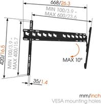 televizoriai - Vogels Wall mount, MA4010-A1, Tilt, 40-65 ", Maximum weight (capacity) 60 kg - 3 nuotrauka