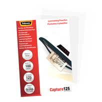 laminavimo plevele - Laminavimo plėvelė Fellowes Capture 125, 125 μm x 95 mm x 65 mm, 100 vnt. - 2 nuotrauka