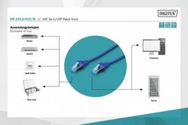 cat5 kabelis - DIGITUS CAT 5e U-UTP Patch Cable 1m Blue - 4 nuotrauka