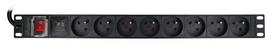 juodas ilgintuvas - LANBERG PDU-08E-0200-BK Maitinimo paskirstymo įrenginys 19" 1U 16A 8x Prancūziškas lizdas 2m Juodas (Black) - 4 nuotrauka