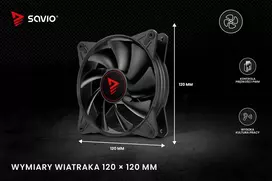 120mm fan - SAVIO BLADE 120mm 4-pin Juodas (Black) - 2 nuotrauka