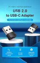 venta - Vention USB 2.0 - USB-C adapteris PVC - Juodas - 6 nuotrauka