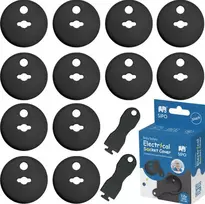 elektros rozetes - Sipo rozetės apsauga SBS-C10B, 12 vnt, juoda (Black) - 1 nuotrauka