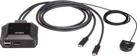 kvm switch 2 - Aten US3312 2-Port USB-C 4K DisplayPort KVM jungiklis Juodas (Black) - 2 nuotrauka