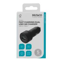 usbc - DELTACO 12/24V, 1xUSB-C, PD 18 W, 1xUSB-A, 18 W, 36W, juodas / USBC-CAR122 - 2 nuotrauka