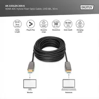 hdmi 2.1 fiber cable - ASSMANN HDMI AOC Hybrid-fiber connection cable Type A M/M 30m UHD 8K60Hz CE gold bl - 4 nuotrauka