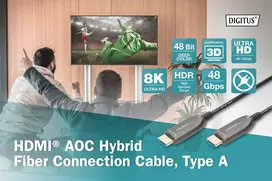 hdmi 2.1 fiber cable - ASSMANN HDMI AOC Hybrid-fiber connection cable Type A M/M 30m UHD 8K60Hz CE gold bl - 6 nuotrauka