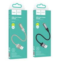 auda auda - Hoco UPA32D AUX USB A (patinas) į 3,5 mm Jack (patelė) adapteris Juodas (Black) - 3 nuotrauka
