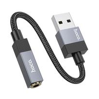 auda auda - Hoco UPA32D AUX USB A (patinas) į 3,5 mm Jack (patelė) adapteris Juodas (Black) - 6 nuotrauka