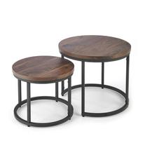 kava kava - Halmar Kavos staliukų komplektas Oreo, juoda/riešuto (Black/Walnut), 53 cm x 53 cm x 45 cm, 2 vnt. - 6 nuotrauka