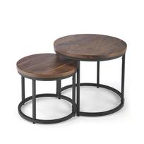 kava kava - Halmar Kavos staliukų komplektas Oreo, juoda/riešuto (Black/Walnut), 53 cm x 53 cm x 45 cm, 2 vnt. - 7 nuotrauka