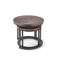 kava kava - Halmar Kavos staliukų komplektas Oreo, juoda/riešuto (Black/Walnut), 53 cm x 53 cm x 45 cm, 2 vnt. - 8 nuotrauka