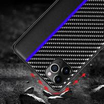 apple iphone 12 pro max, - Tel Protect CARBON Case for Apple iPhone 12 Pro Max Juodas su mėlynu dryžiu (Black with Blue Stripe) - 3 nuotrauka