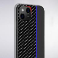 apple iphone 12 pro max, - Tel Protect CARBON Case for Apple iPhone 12 Pro Max Juodas su mėlynu dryžiu (Black with Blue Stripe) - 5 nuotrauka