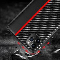 telefonas iphone pro max 12 - Tel Protect CARBON dėklas skirtas Apple iPhone 12 Pro Max juodos spalvos with red stripe - 3 nuotrauka
