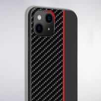 telefonas iphone pro max 12 - Tel Protect CARBON dėklas skirtas Apple iPhone 12 Pro Max juodos spalvos with red stripe - 5 nuotrauka