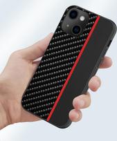 telefonas iphone pro max 12 - Tel Protect CARBON dėklas skirtas Apple iPhone 12 Pro Max juodos spalvos with red stripe - 6 nuotrauka