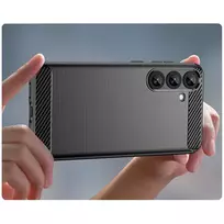 s26 ultra deklas - Dėklas Hurtel Carbon Case for Samsung Galaxy S26 Ultra - Juodas - 3 nuotrauka