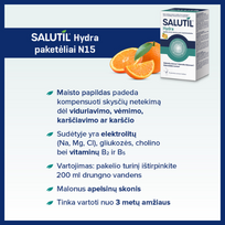 apelsinai - SALUTIL maisto papildas milteliais HYDRA, 15 pak. - 3 nuotrauka
