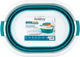 sulankstomas skalbiniu krepsys - Skalbinių dėžė Beldray Laundry Basket, 37 l, mėlyna/balta - 5 nuotrauka