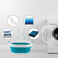 sulankstomas skalbiniu krepsys - Skalbinių dėžė Beldray Laundry Basket, 37 l, mėlyna/balta - 7 nuotrauka