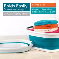 sulankstomas skalbiniu krepsys - Skalbinių dėžė Beldray Laundry Basket, 37 l, mėlyna/balta - 8 nuotrauka