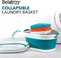 sulankstomas skalbiniu krepsys - Skalbinių dėžė Beldray Laundry Basket, 37 l, mėlyna/balta - 9 nuotrauka
