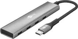 usb c 3.2 hub - Goobay Slim 4-Port USB Hub USB-C į USB-A 5 Gbit/s Pilkas (Gray) - 4 nuotrauka