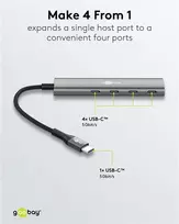 usb c 3.2 hub - Goobay Slim 4-Port USB Hub USB-C į USB-A 5 Gbit/s Pilkas (Gray) - 6 nuotrauka