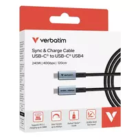 charging usb c 2m - Verbatim USB TYPE-C CONN DISP 1.2M 240W/SYNC CHARGE 240W 40GBPS - 2 nuotrauka