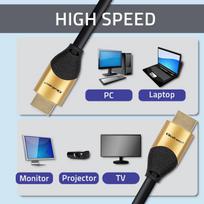 hdmi laidas - Qoltec 50355 HDMI v2.1 kabelis Itin didelės spartos 8K ,  60Hz ,  28AWG ,  Auksas ,  2m - 9 nuotrauka