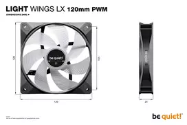 korpusas be quiet! - be quiet! LIGHT WINGS LX 120mm PWM Juodas (Black) - 2 nuotrauka