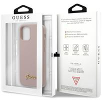 iphone 12 mini dekliukas - Guess "GUHCP12SLSLMGLP Silicone Script Gold Logo iPhone 12 Mini" Light Pink - 2 nuotrauka