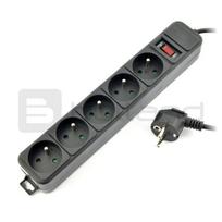 akai - Akyga AK-SP-05A Ilgiklis su viršįtampių apsauga 1.8 m Juodas (Black) 5 lizdai - 2 nuotrauka