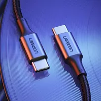 adapteriai type c - Ugreen USB Type C to USB Type C cable 5A 100W Power Delivery 1.5m Gray - 2 nuotrauka