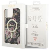 telefono deklas iphone 14 pro max - Guess "Flower MagSafe iPhone 14 Pro Max" Black - 2 nuotrauka