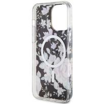 telefono deklas iphone 14 pro max - Guess "Flower MagSafe iPhone 14 Pro Max" Black - 3 nuotrauka