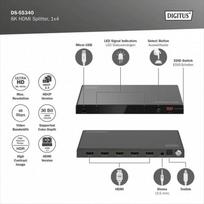 skirstytuvas hdmi - Digitus 8K HDMI Splitter, 1x4 ,  DS-55340 ,  Juodas (Black) - 2 nuotrauka