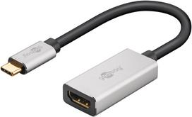 usb type c to hdmi - Adapteris Goobay USB Type-C, HDMI, 0.15 m, sidabro/juoda - 5 nuotrauka