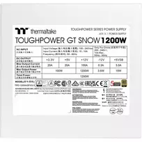 maitinimo blokas 80 plus gold - THERMALTAKE Toughpower GT Snow 1200W ATX3.1 80 PLUS Gold - 2 nuotrauka